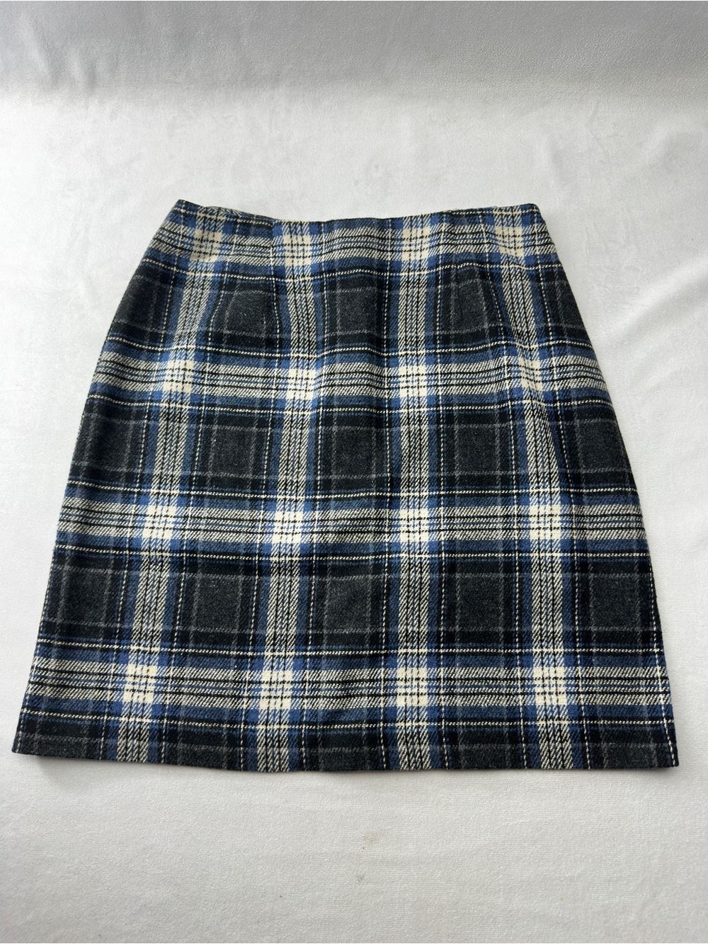 NYCC Vintage Wool Plaid Mini Skirt Preppy Blue 4 Petite Small Dark Academia